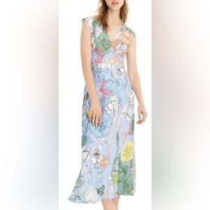 J. Crew Pastel Floral Maxi Dress Resort Wedding Summer Preppy Coastal Size 2